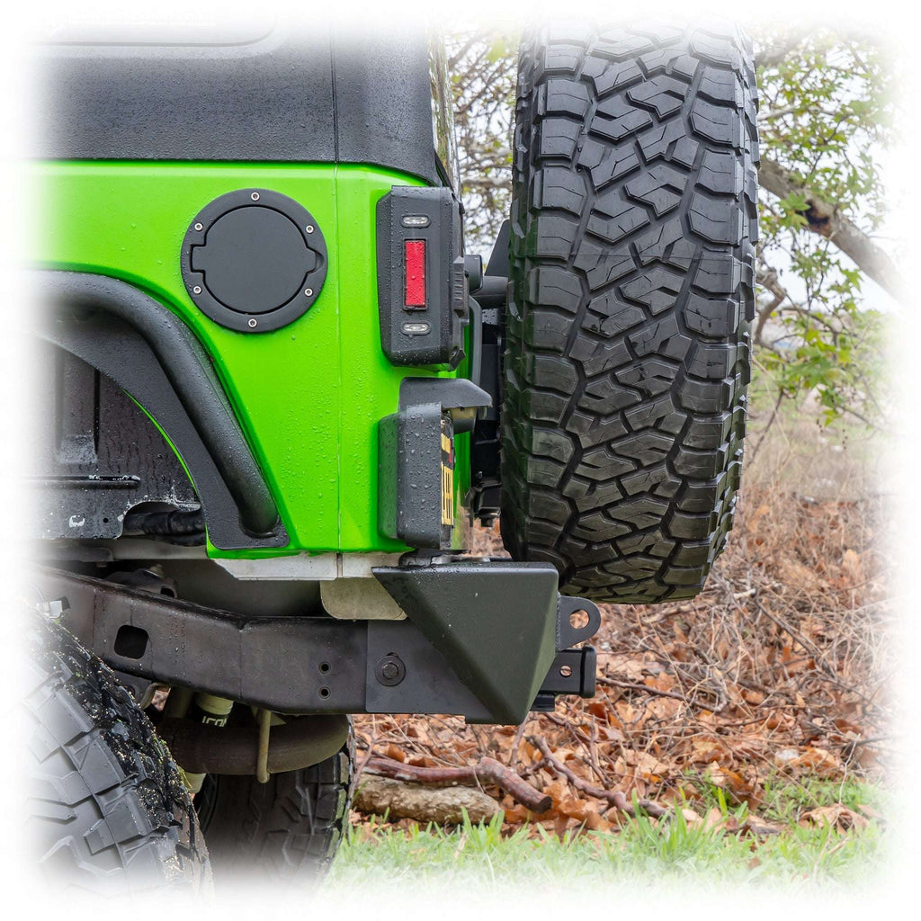 Angled Rear Bumper with LED Pod Lights and Hitch Receiver for Jeep Wrangler JK