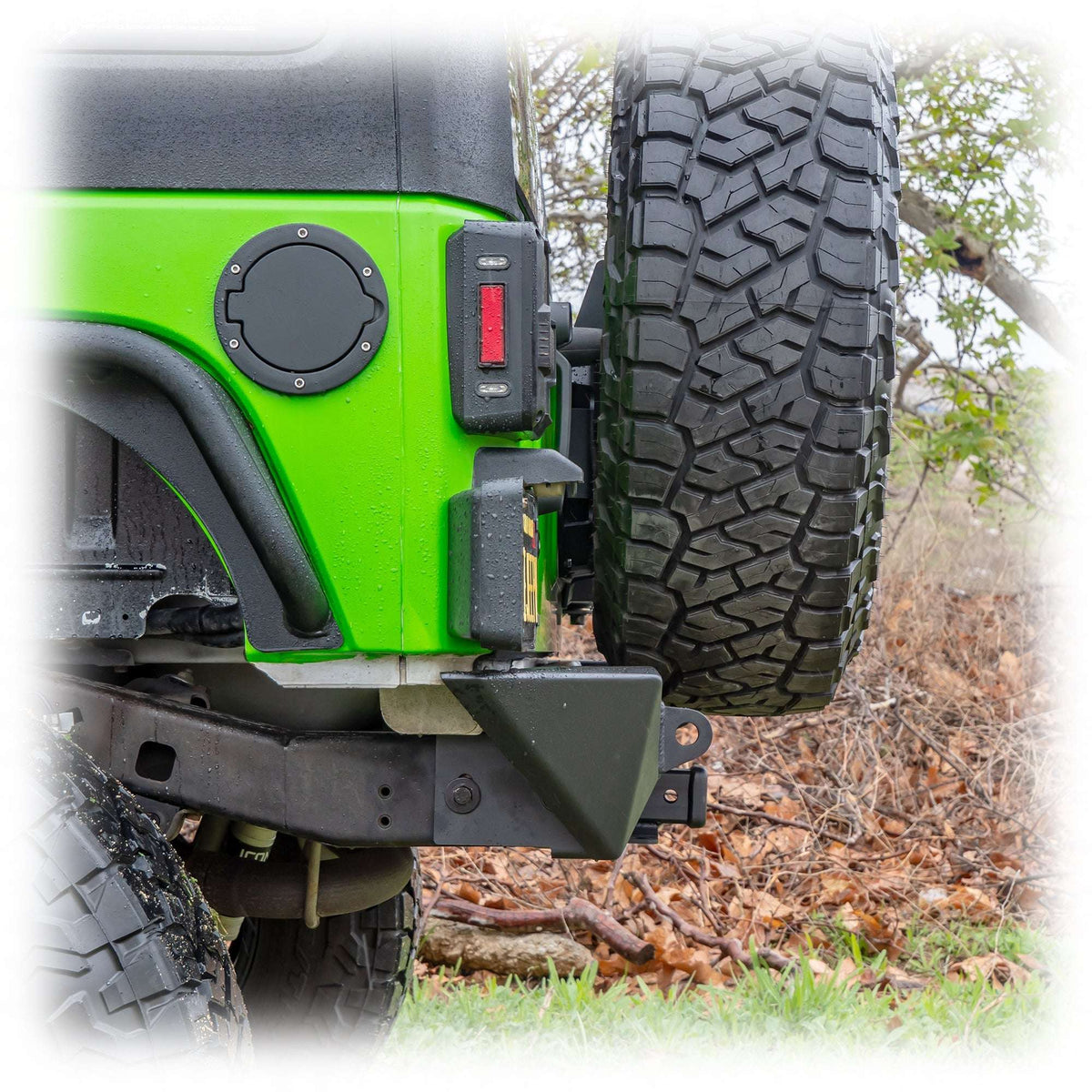 Angled Rear Bumper with LED Pod Lights and Hitch Receiver for Jeep Wrangler JK