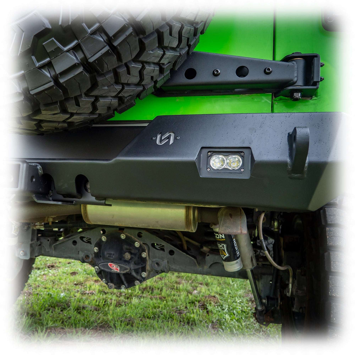 Rear Bumper with LED Pod Lights and Hitch Receiver for Jeep Wrangler JK