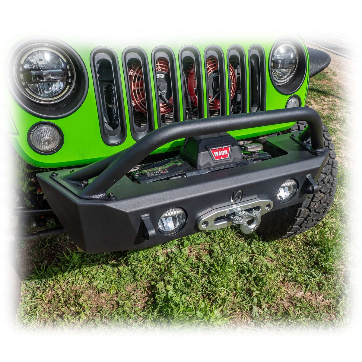 Front Bumper with Skid Plate and Recessed Winch Mount for Jeep Wrangler JK, JL, and Gladiator JT