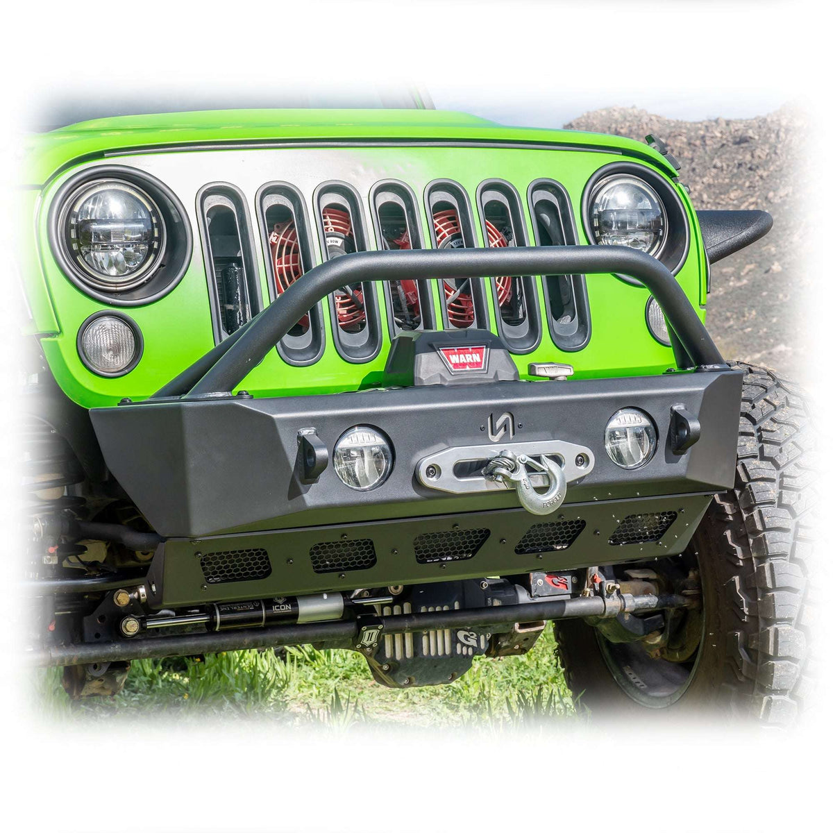 Front Bumper with Skid Plate and Recessed Winch Mount for Jeep Wrangler JK, JL, and Gladiator JT