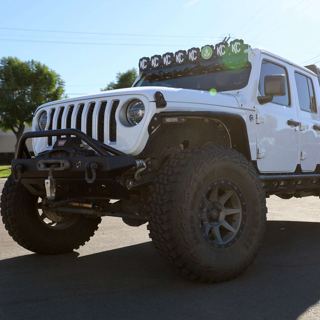 Front Bumper with Welded Bull Bar and Skid Plate for Jeep Wrangler JK, JL, and Gladiator JT